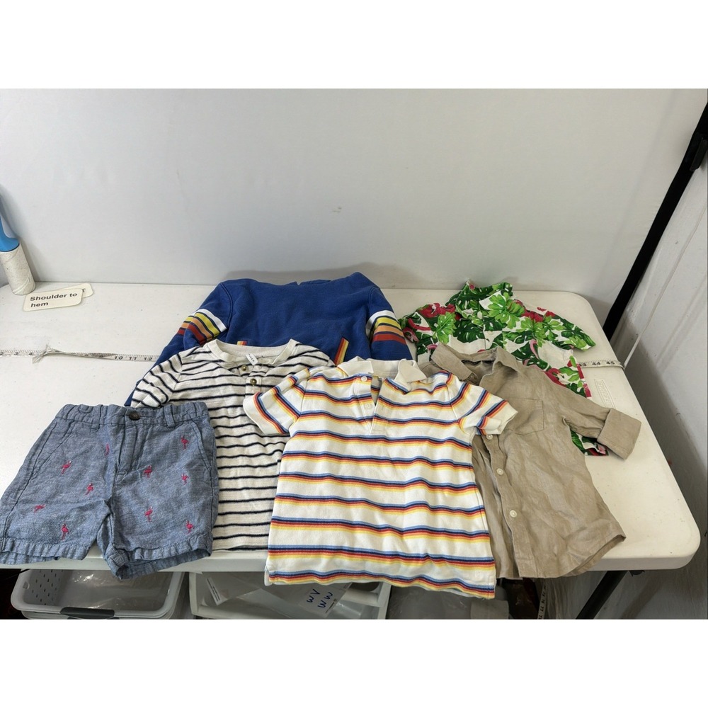 Boys size 2-4T Janie and Jack LOT 6PC Shorts, tops Preppy